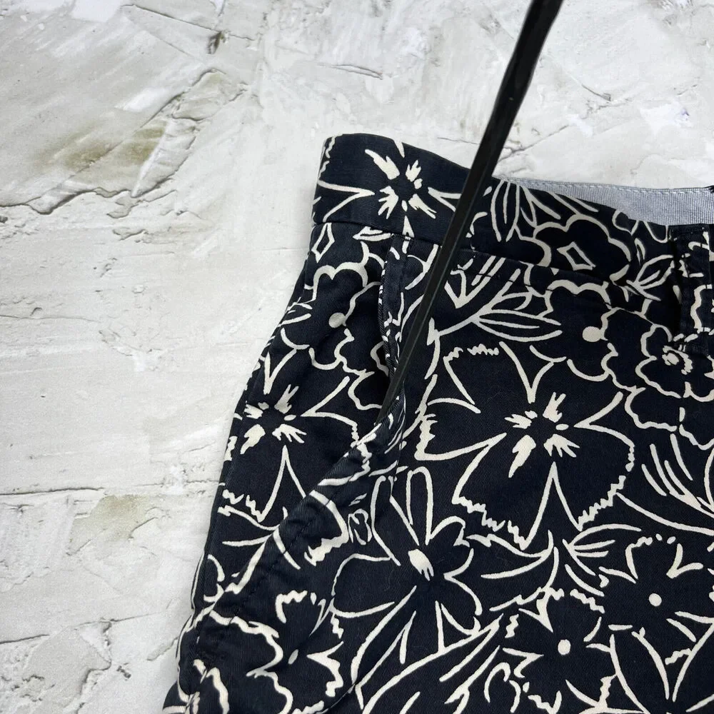 Tommy Hilfiger Floral Chino Shorts SIZE 34 Navy Hawaiian Print Cotton Summer